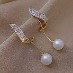 Gold and Pearl Dangle Earrings